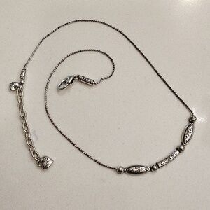 Brighton Silver Plated Curved Bar Ovals Rectangle Scrolled Flower Necklace